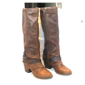 Knee high brown suede boots